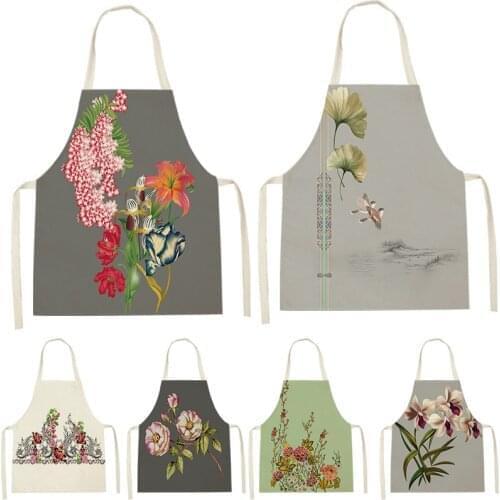 1 Piece Apron Chinese Style Plant Flower Cleaning Kitchen Sleeveless Bib Gardening Ladies Children Apron Baking Accessories Bib