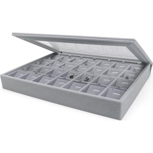 Gray Velet Fashion Portable Jewelry Ring Pendent Display Organizer Box Tray Holder Earring Jewellery Storage Case Showcase