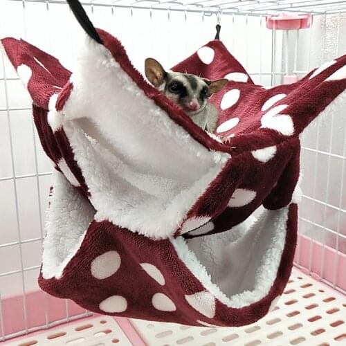 Hamster Hammock Birds Hanging House Small Animals Squirrel Cotton Hammock Beds Nesters Double Layer Rat Squirrel Warm House