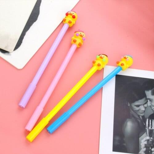 24 Pcs Cartoon Creative Duckling Gel Pen Student Learning Creative Office Writing Stationery Black Pen Wholesale