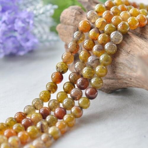 Joanlyn Natural Dragon Pattern Agate Beads 6mm-12mm Smooth Polished Round 15 Inch Strand AG37