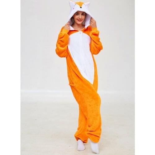 Winter Women Men Unisex Adult Cute Cartoon Onesie Animal Pajamas Stitch Skeleton Bear Fox Flannel Nightie Sleepwear