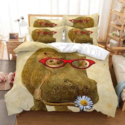 Cartoon Cute Hippo Bedding Duvet Cover Set 3d Digital Printing Bed Linen Fashion Design Comforter Cover Bedding Sets Bed Set