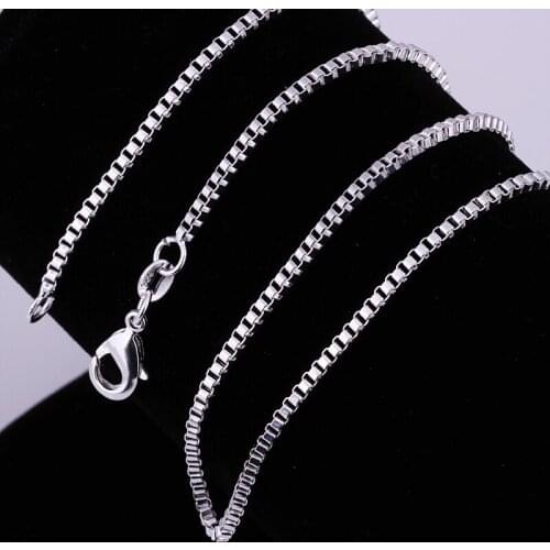 Best Seller Classic Style Sterling Silver Jewelry 2mm Wide Box Chain Geometry Square Neutral Necklace DIY Accessories