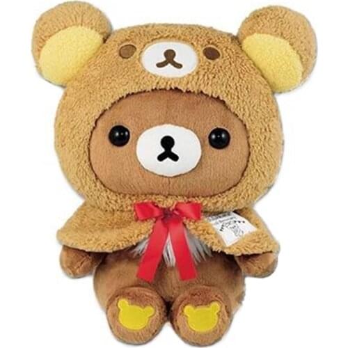 Cute Rilakkuma Plush Toy 35cm Korilakkuma Wear Bear Hat Stuffed Animals Kawaii Plushies Kids Toys for Girls Boys Children Gift