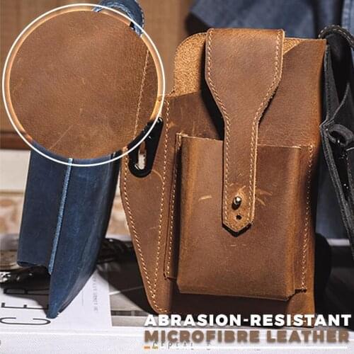 Mens Multifunctional Outdoor Belt Hanging Bag Waist Bag Loop Holster Protective Sleeve Leather Belt Phone Bag Dropshipping