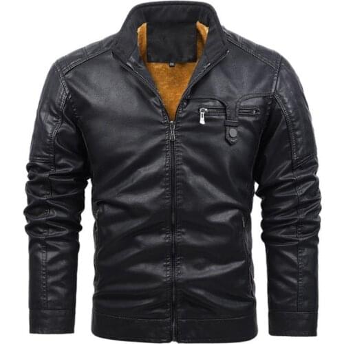 2021 New Mens Motorcycle Jacket Autumn Winter Men Faux PU Leather Jackets Casual Biker Coat Zipper Fleece Jacket 6XL