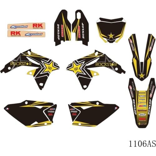 Full Graphics Decals Stickers Motorcycle Background Custom Number Name 3M Matte For SUZUKI RMZ450 RMZ 450 2008-2017