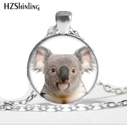 HZ--A401 New Cute Koala Necklace Koala Pendant Animal Jewelry Glass Cabochon Necklace Pendant HZ1