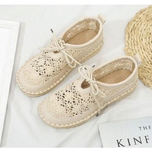 Fisherman shoes summer new mesh breathable womens shoes flat casual low to help fashion Sen literary womens shoes