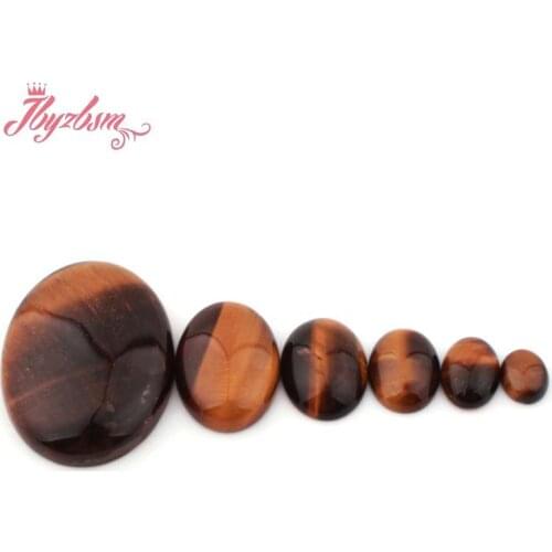 Oval Tiger Eye Beads CAB Cabochon Flatback Dome Undrilled Natural Stone Beads For DIY Pandandt Earring Ring Jewelry Making 5pcs