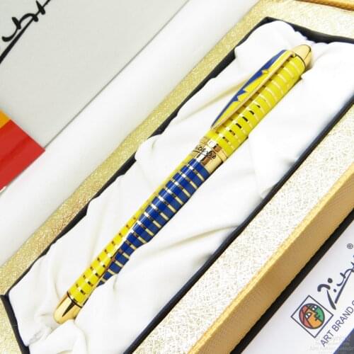 Picasso Waitz Flowers of Fountain Pen Yellow-Navy Blue | Picasso Pen | İsme Special Pen