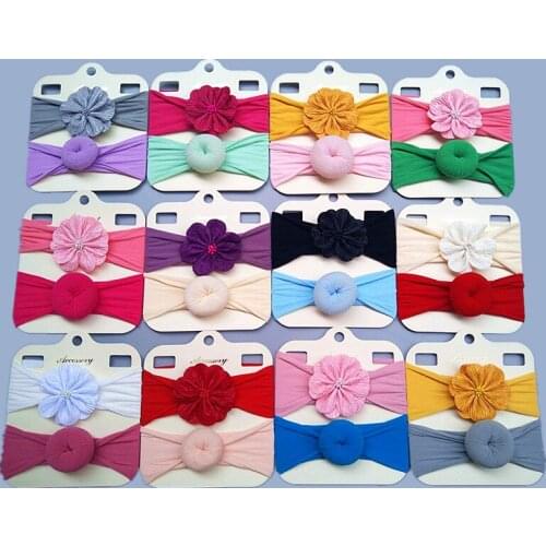 2pcs/Set New Solid Nylon baby headband Bow Headbands For Cute Kids Girls Hair Girls Turban Hairband Children Soft Cotton