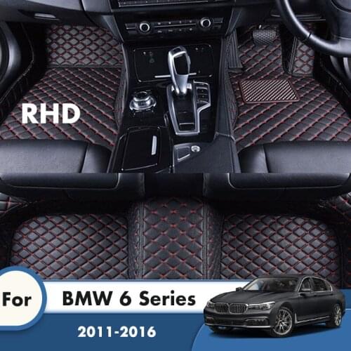 RHD Car Floor Mats For BMW 6 Series 2016 2015 2014 2013 2012 2011 Leather Custom Carpets Car Accessories Interior Foot Pads Rugs