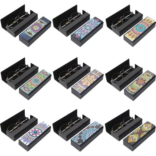 DIY Diamond Painting Glasses Storage Box Diamond Art Cross Stitch Leather Sunglasses Case Special Shaped Diamond Embroidery Kit