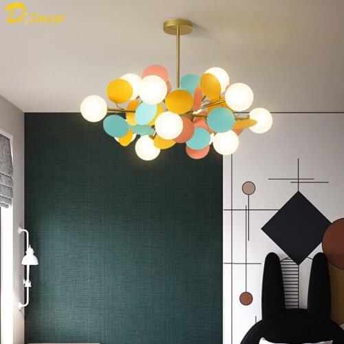Modern LED Pendant Lights Colorful Childrens Room Kids Room Decorative Hanging Lamp Bedroom Hang Lamp Indoor