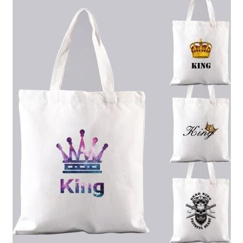 Bags for Women Shopping Bag King Crown Pattern Print Series Handbags Large Capacity Reusable Shoulder Shopper Bags Dropshipping