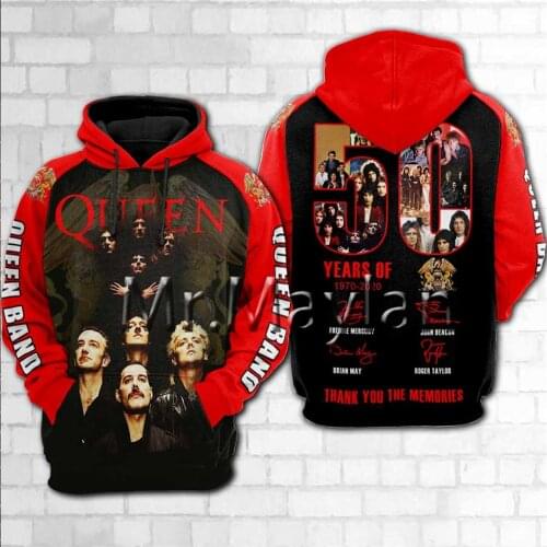 Queen Band 3D Printed Hoodies Rock Men Clothes 2020 Hipster Hoodie Boys Casual Tops Male Coat Streetwear Clothes Harajuku 5XL