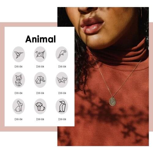 Visunion Personality Animals Pattern Necklace Cute Fox Dog Engraving 316L Stainless Steel Minimalist Necklace Jewelry Whosal
