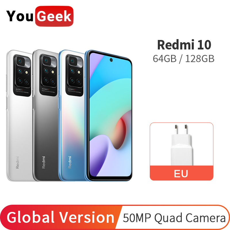 Xiaomi Redmi 10 Global Version 64GB/128GB 50MP Quad Camera 6.5'' 90Hz DotDisplay MTK Helio G88 Octa Core 5000mAh 18W Fast Charge