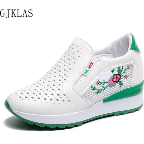 Hollow Out Wedges Shoes Women White Platforms Shoes Casual Chunky Sneakers Heels Woman Vulcanize Shoes Loafers for Women 2021