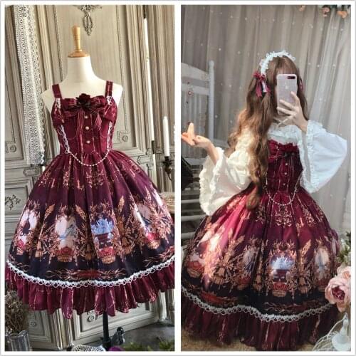Original Design Cinderellas Revenge Womens Lolita JSK Dress Suspender Sleeveless Dress Elegant Vintage Gothic Style One Piece