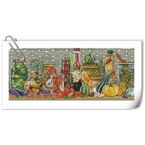 Gold Collection Counted Cross Stitch Kit Autumn Taste Fruit Vegetable Food Feast Harvest Marmalade Wine mary