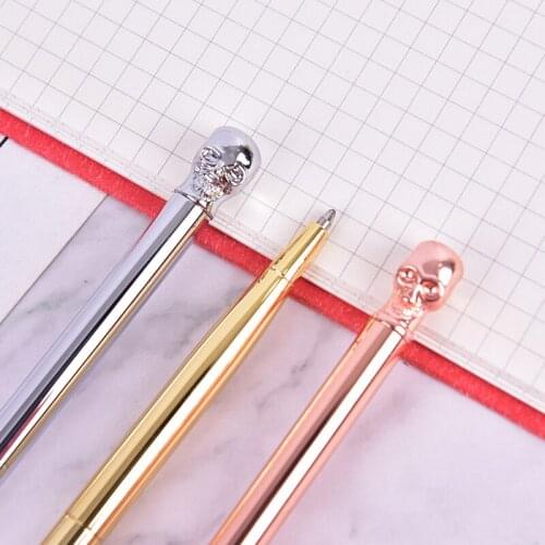 1pc Luxury Ball Pens Novelty Skull Ballpoint Pens Metal Ball Pens Office Supplies