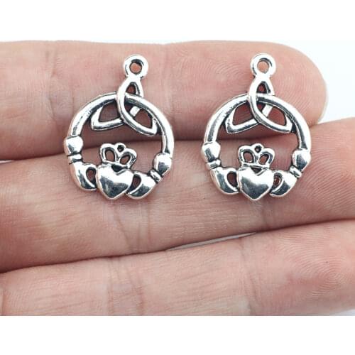 15Pcs 17*23mm Antique Silver Plated Hollow Love Charms Vintage Necklace Earrings Alloy Pendant For DIY Jewelry Handcraft Gifts