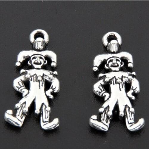20pcs Tibetan Silver Color Clown Joker Jester Charms Pendants For Jewelry Making DIY Handmade Craft A2680