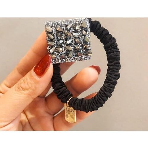 2021 Fashion Exquisite Elegant Rhinestone Scrunchies Women Girls Elastic Hair Rubber Bands Accessories Tie Hair Rope Headdress