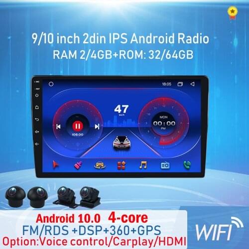 2021 New Android 10.0 DSP IPS Car Multimedia for Universal Autoradio 4G RAM 64G ROM with HD 360 Bird View Panorama GPS BT wifi