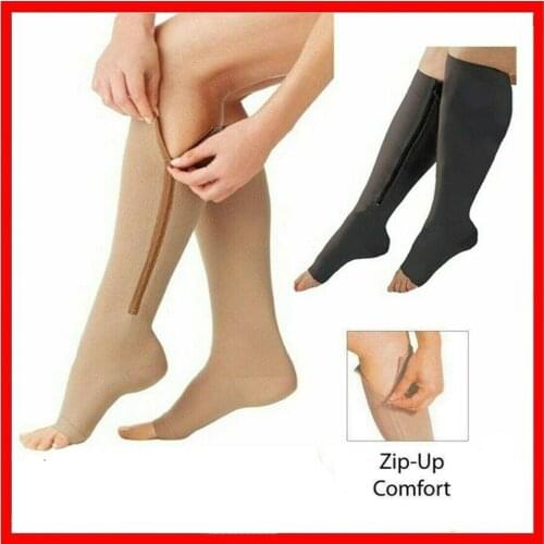 3 Pair New Unisex Compression Stockings Pressure Varicose Vein Stocking Knee High Leg Support Stretch Pressure Circulation Nylon