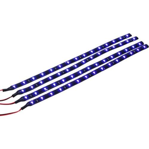 4PCS 12V Car LED Bar Lights Car Motorcycle Strip Light Truck Flexible Strip Light Waterproof Blue Light Color outdoor and indoor