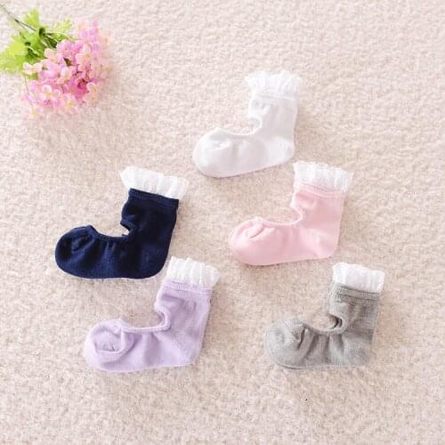 5 pairs/lot baby girls frilly lace cotton socks ruffled soft trim ankle anklet cute toddler lovely footwear lace ballet sock set