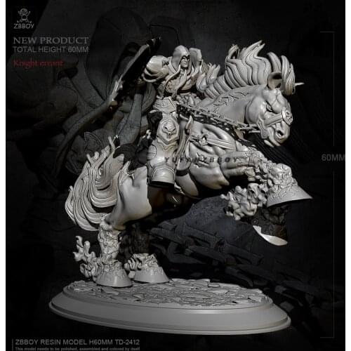 60mm Resin model kits Horse Warrior self-assembled TD-2412