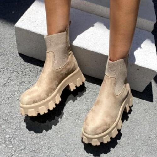 New Autumn Winter Women Ankle Length Elastic Boots Zipper Fashion Platform Warm High Heel Pu Leather Footwear Sexy Hot Casual Si