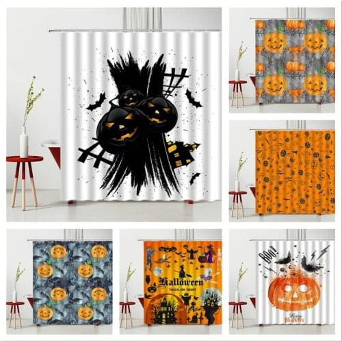 Halloween Shower Curtain Cover Halloween Pumpkin Owl Household Bathroom Bathtub Decoration Waterproof Polyester Fabric