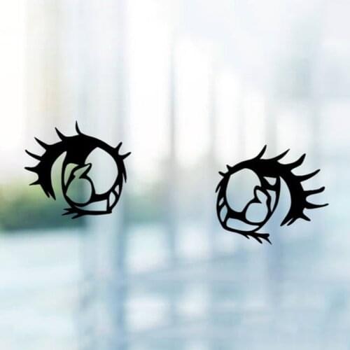 Black/Sliver Kawaii Anime Eyes Car Sticker Small/Big Size Removable Waterproof Window Body Decal S1317