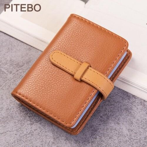 PITEBO Business Card bag mens and womens leather high-capacity bank card light card bag drivers license bag 26 cards