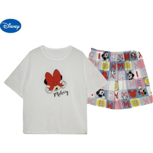 Disney Anime Mickey Dumbo Pajamas Ladies Summer Short-sleeved Trousers Three-piece Korean Student Loose Cute Home Service