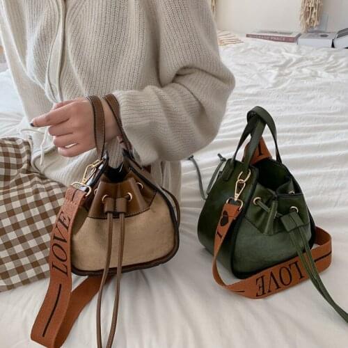 Buckets bag for women designer shoulder bags luxury pu leather drawstring crossbody bag lady small purses Luxury female bag