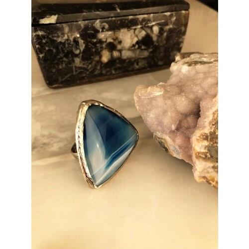 Dr Stone Natural Stone Women 'S Agate Stone adjustable Ring AHL27 439391521