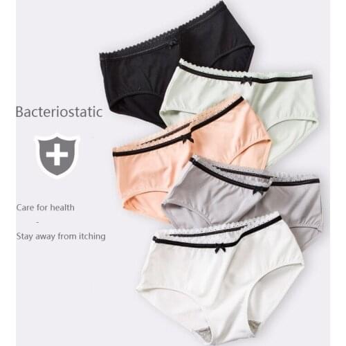 Japan-Style Breathable Panties Pure Cotton Elastic Panty Womens Underpants Mid-Rise Bow Briefs Ladies Underwear Women Intimate