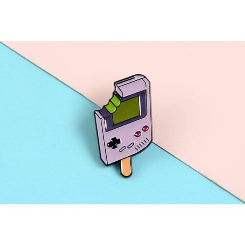 Ice cream Pins Take a bite Game Console Design Enamel Metal Pins Cartoon Brooches Badges Lapel Clothes Pins Women Jewelry Gifts