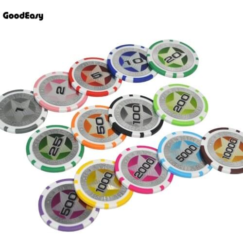 25pcs/set Hot sell Multi-col 11.5g ABS/Iron Casino Chips Hold'em Poker Monte Carlo Poker Chips Casino Accessories