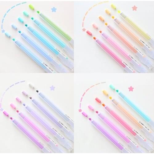 5pcs Fluorescent Highlighter Pen Press Type Clip Nib Mild Color Spot Liner for Paper Fax Office School Drawing Paint Art A6501