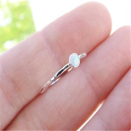 Trendy Fire Opal Rainbow Gem Rings for Women Ring Size 6-10 Jewelry Stone Dainty Wedding Engagement Valentine Gift