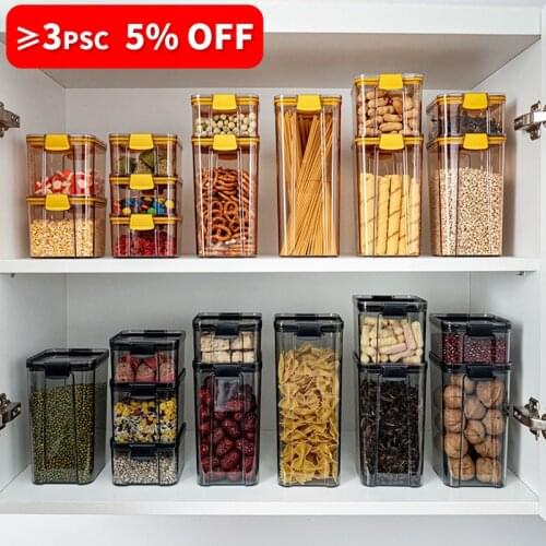 460/700/1300/1800ML Food Storage Container Plastic Kitchen Refrigerator Noodle Box Multigrain Storage Tank Transparent Seal Cans