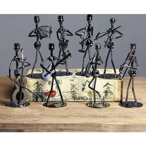 Metal Band Man Ornaments vintage Home decorative antique home office desktop Iron figurines decor Accessories Christmas Gift